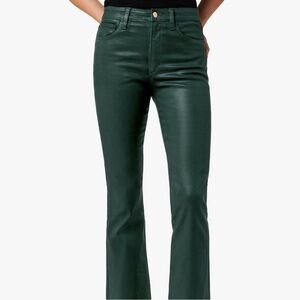 Joe's Jeans Women Callie Coated High Rise Cropped Bootcut Jeans in Forest Green